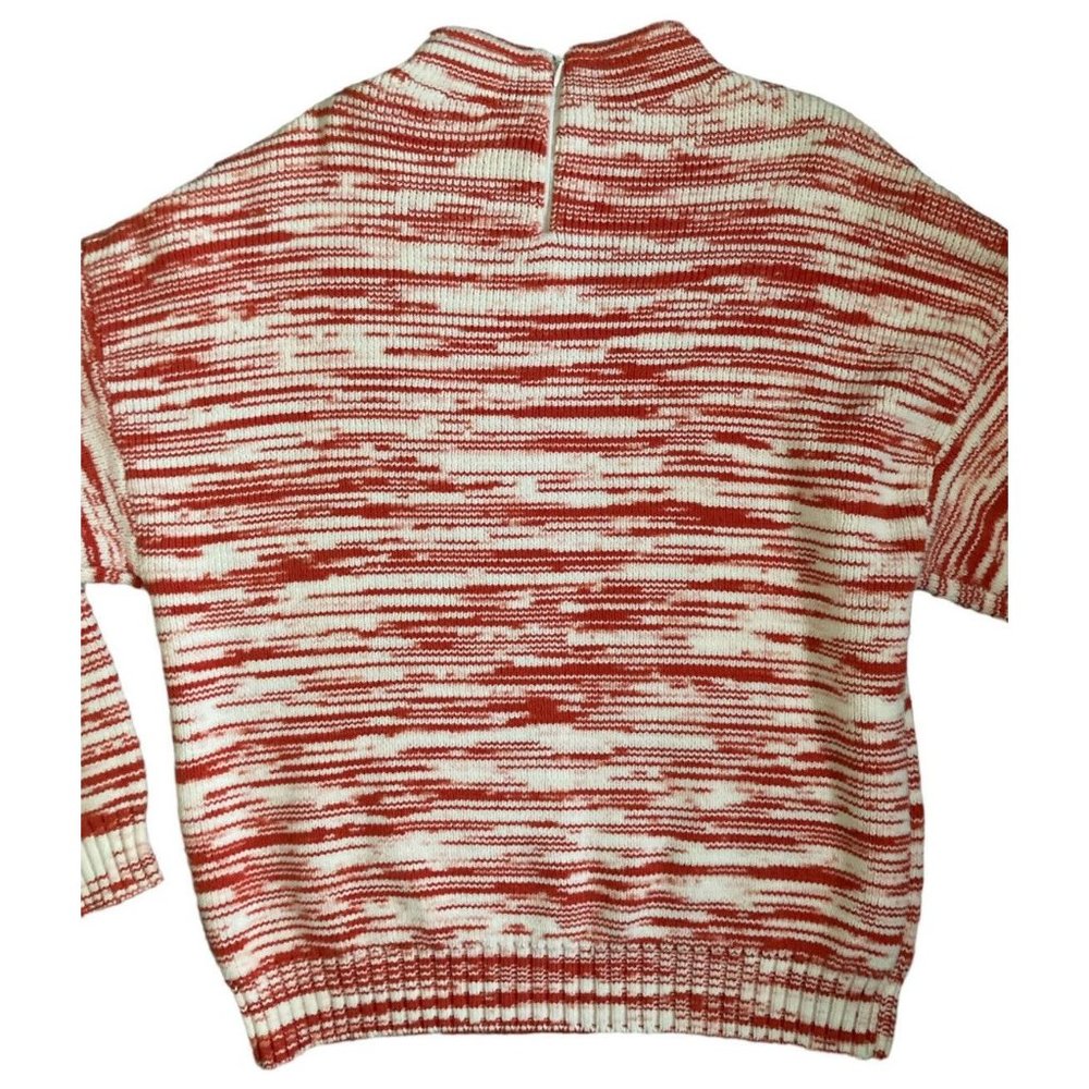 Nine West Coral Orange & White Stripe Sweater Top Womens Medium NWT Cotton Blend - Picture 5 of 6